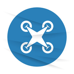 Wall Mural - white drone quadcopter icon label on wrinkled paper