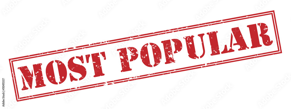 most popular red stamp on white background - obrazy, fototapety, plakaty 