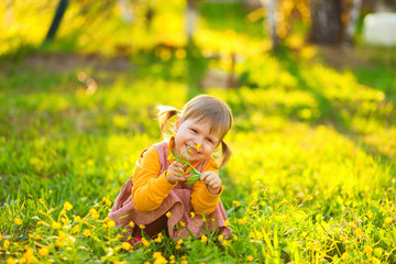 The child in garden.