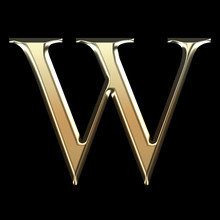 Golden Matte Letter W, Jewellery Font Collection.