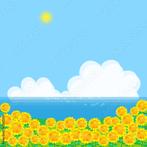 夏の風景 ひまわり畑 海 Buy This Stock Illustration And Explore Similar Illustrations At Adobe Stock Adobe Stock