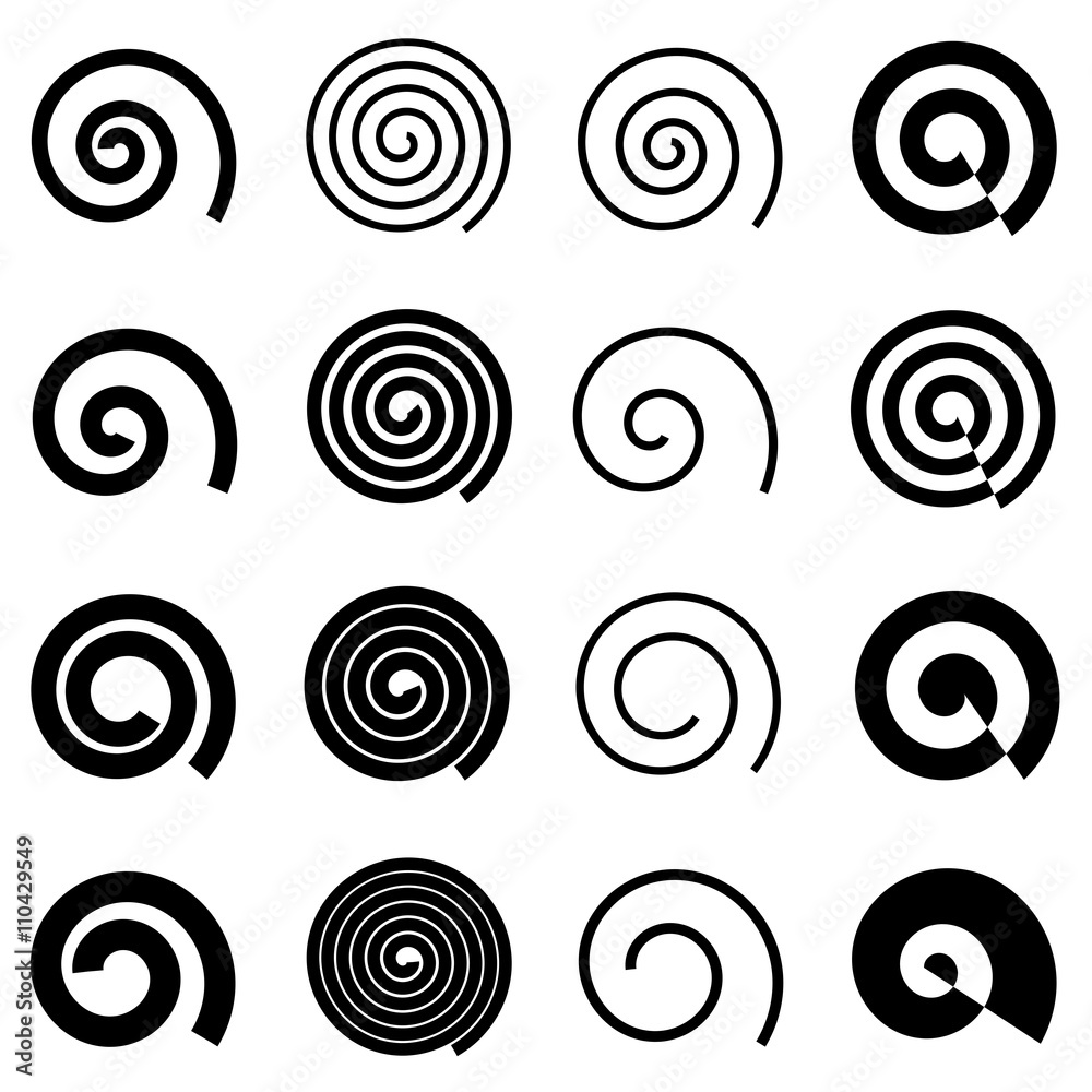 Spiral elements for your design, isolated vector elements - obrazy, fototapety, plakaty 