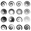 A set of swirl spiral elements, isolated vector graphic