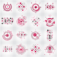 Set of vector abstract backgrounds created in Bauhaus retro