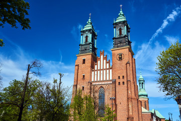 Poster - Towers of medieval Gothic cathedral in Poznan.