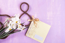 Bouquet Of Daffodils, Card And Figure Eight Of Rope