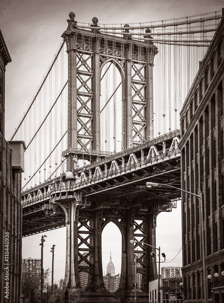 Manhattan Bridge, New York, USA - obrazy, fototapety, plakaty 