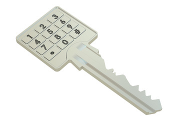 Poster - key with the code combination, 3d rendering