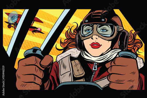 Dekoracja na wymiar  dziewczyna-retro-pilot-wojskowy