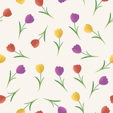 Fototapeta Tulipany - seamless floral pattern with tulips