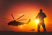 Military Mission At Sunset