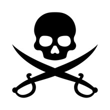 Pirate / Piracy With Skull And Crossed Swords Flat Icon For Apps And Websites