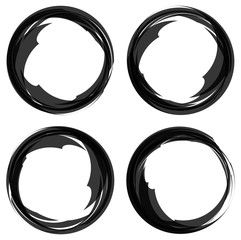 Poster - Grungy ink, tint circles. Set of 4 version. Handdrawn circle fra