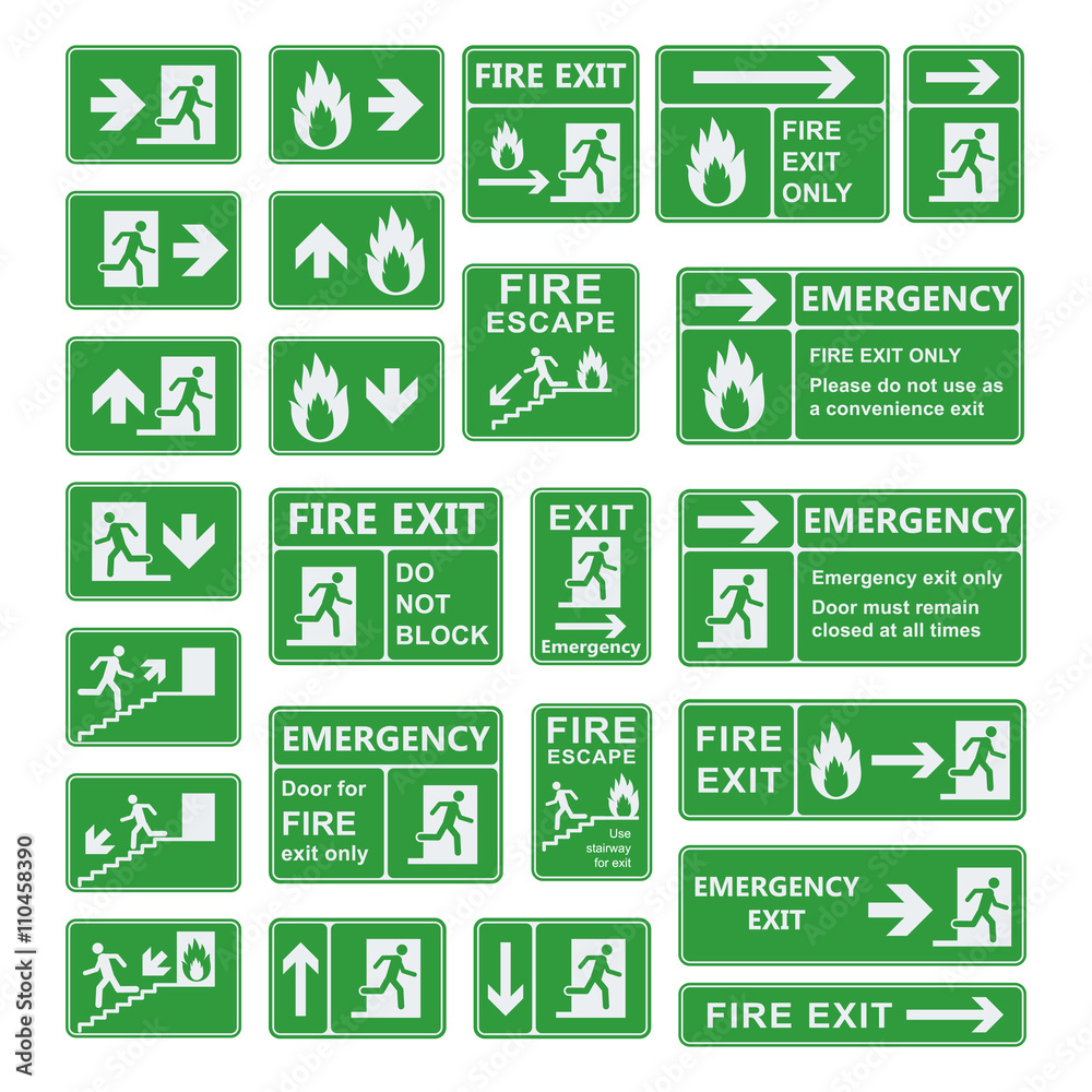 Exit sign vector set. Stock Vector | Adobe Stock