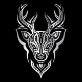 Fototapeta Panele - Deer head. Polynesian tattoo style