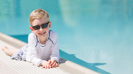 Wall Mural - boy by the pool