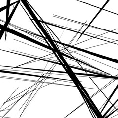 Aufkleber - Abstract, irregular lines pattern, background. Monochrome geomet