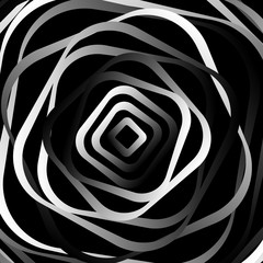 Fototapete - Rotating rounded corner squares. Abstract monochrome graphic.
