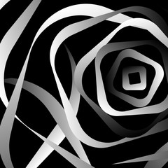Fototapete - Rotating rounded corner squares. Abstract monochrome graphic.