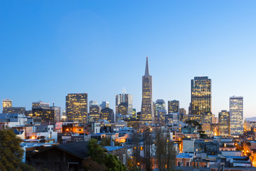 Wall Mural - cityscape and skyline of san francisco at twilight