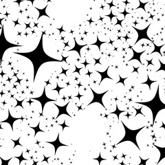 Fototapete - Random, scattered 4-pointed stars placed densely. Monochrome pat