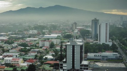 Wall Mural - Elevated view of cityscape with background of mountain; Costa Rica