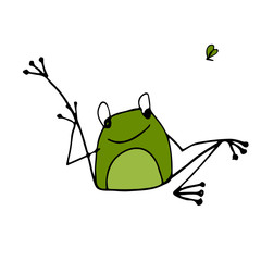 Sticker - Funny yoga frog, sketch for your design