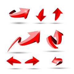 Poster - Collection of defference 3D red shine arrow vector eps10