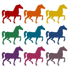 Sticker - Horse silhouette icons set 