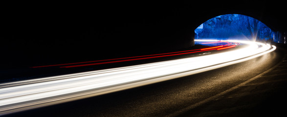 Wall Mural - light trails in tunnel