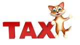 Fototapeta  - cat cartoon character with tax sign