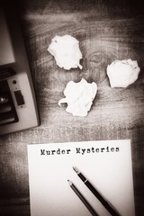 Poster - Composite image of murder mysteries message on a white backgroun