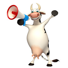 Sticker - fun Cow cartoon character with loudspeaker