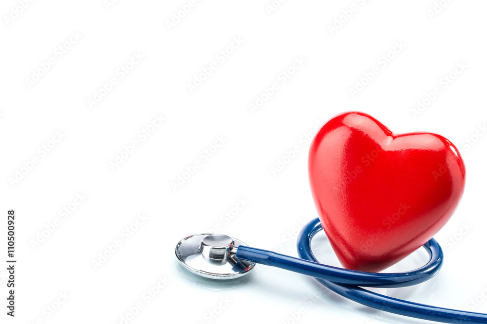 Red heart with stethoscope isolated on white background Stock Photo ...