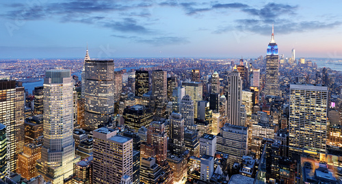 Fotomural New York city at night, Manhattan, USA