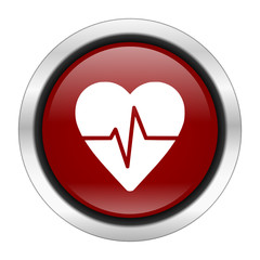 Aufkleber - red round glossy vector heart pulse web icon