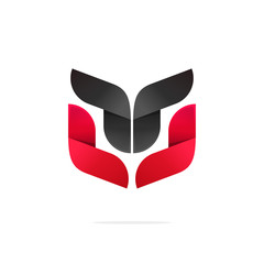 Poster - abstract coat of arms strong vector illustration, beauty gradient red black logo concept, tech symbo