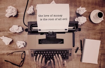 Poster - composite image of the love of money is the root of all evil mes