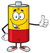 Funny Battery Cartoon Mascot Character Giving A Thumb Up