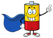 Smiling Battery Cartoon Mascot Character Super Hero