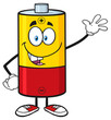 Cute Battery Cartoon Mascot Character Waving