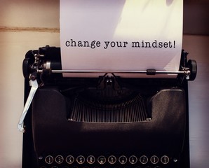 Poster - composite image of change your mindset message on a white backgr