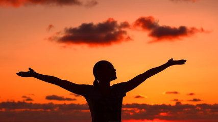 Sticker - Woman's silhouette on sunset light