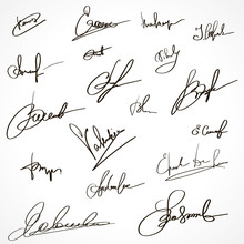 Signatures Set. Group Of Imaginary Autograph