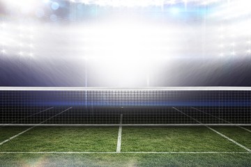  Composite image of digital image of tennis net on a white backgr