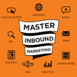 © bearsky23 - Inbound Marketing Graphic with Blogging, Web Pages, Social, Call to Action or CTA, email, landing page, analytics or reporting, and CRM vector icons