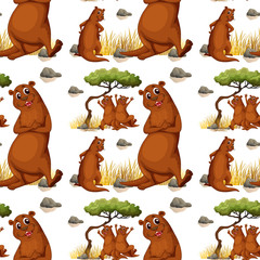 Wall Mural - Seamless background  with beaver and tree