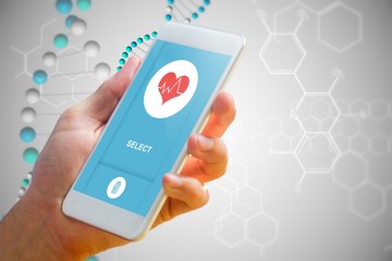 Poster - Composite image of hand holding smartphone