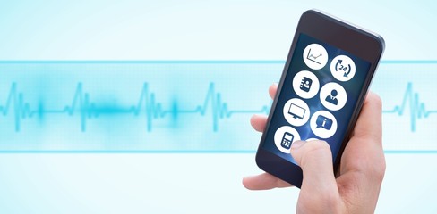 Poster - Composite image of woman using her mobile phone