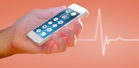 Poster - Composite image of hand holding smartphone